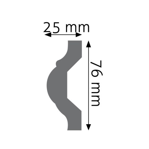 Listwa ścienna gładka LNG-16 7,6x2,5x240cm
