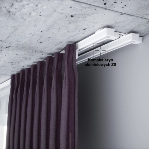 Szyna aluminiowa ZS2 podwójna 200 cm Biały agrafki ZS2-200-Biały-agrafki