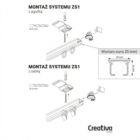 Szyna aluminiowa ZS pojedyncza cięta 400 cm Szary żabki ZS-400/2-Szary-żabki
