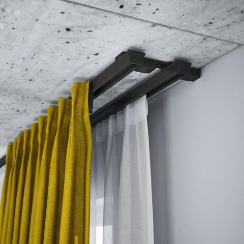 Szyna aluminiowa ZS2 podwójna cięta 350 cm Czarny żabki ZS2-350/2-Czarny-żabki