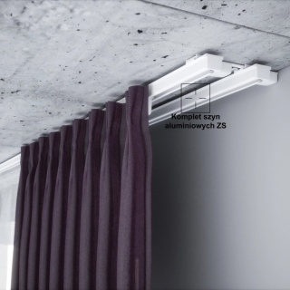 Szyna aluminiowa ZS2 podwójna cięta 400 cm Biały agrafki ZS2-400/2-Biały-agrafki