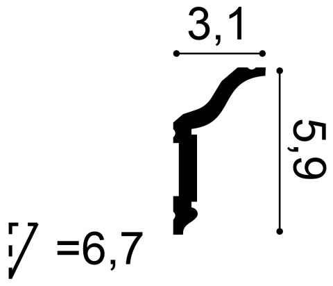 Listwa sufitowa CX141 5,9x3,1x200cm Orac