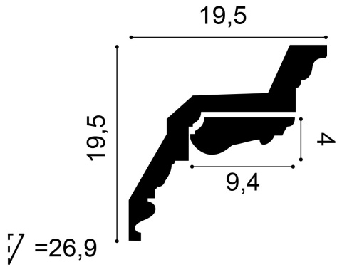 Listwa sufitowa zdobiona C307 19,5x19,5x200cm Orac