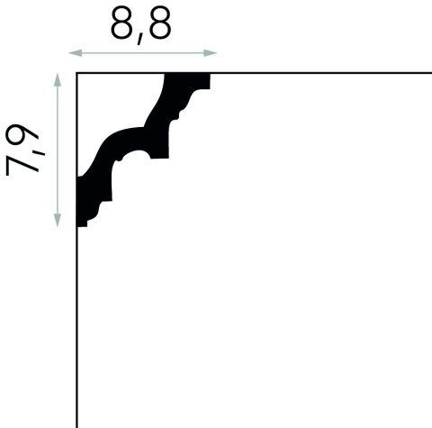 Listwa sufitowa zdobiona MDA002 7,9x8,8x200cm Mardom