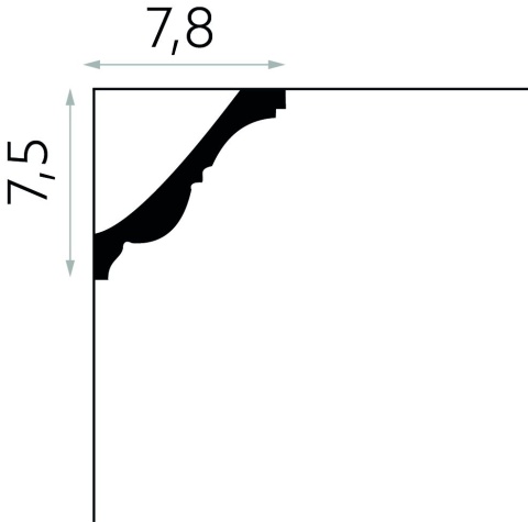 Listwa sufitowa zdobiona MDA008 7,5x7,8x200cm Mardom