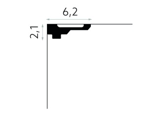 Listwa sufitowa gładka MDB164 2,1x6,2x200cm 2,1x6,2x200cm Mardom
