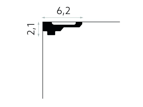 Listwa sufitowa gładka MDB164 2,1x6,2x200cm 2,1x6,2x200cm Mardom