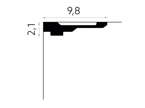 Listwa sufitowa gładka MDB165 2,1x9,8x200cm 2,1x9,8x200cm Mardom