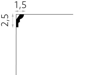 Listwa sufitowa gładka MDB180 2,5x1,5x200cm 2,5x1,5x200cm Mardom