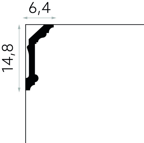 Listwa sufitowa zdobiona MDA072 14,8x6,4x200cm Mardom