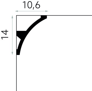 Listwa sufitowa gładka MDB101 14x10,6x200cm Mardom