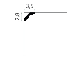 Listwa sufitowa gładka MDB135 2,8x3,5x200cm Mardom